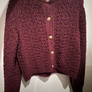 H&M Deep Red Textured Cardigan